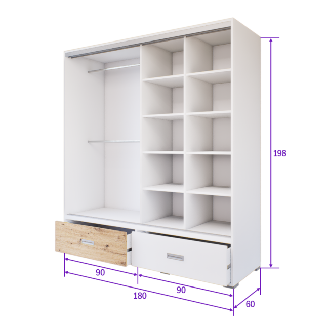 Axira Tolóajtós Gardrób (Fehér-Artisan) modern