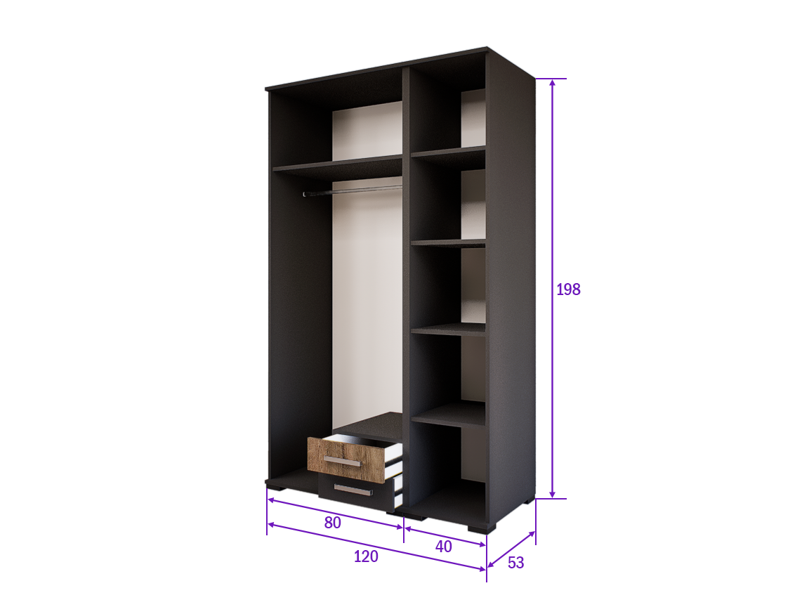 Celesta Gardrób 120 (Antracit-Bolzánó) modern