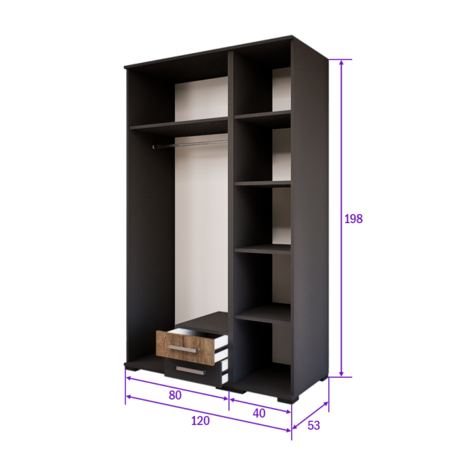 Celesta Gardrób 120 (Antracit-Bolzánó) modern