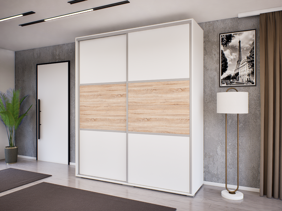 Vantori Tolóajtós Gardrób (Fehér-Sonoma) modern