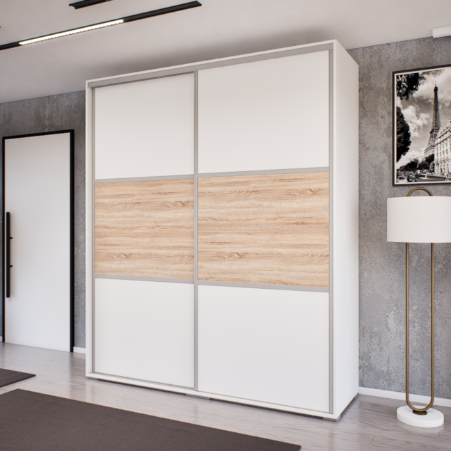 Vantori Tolóajtós Gardrób (Fehér-Sonoma) modern