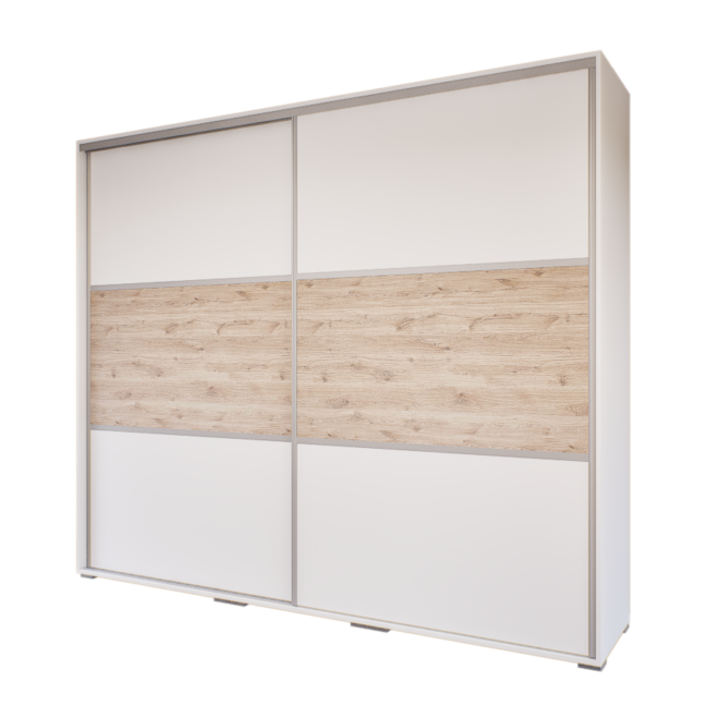 Luminera Tolóajtós Gardrób (Fehér-Fehér Tölgy) modern