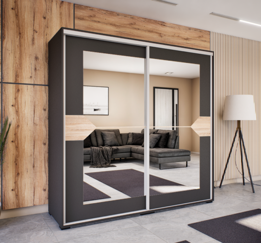 Obsidio Tolóajtós Gardrób (Antracit-Sonoma) modern
