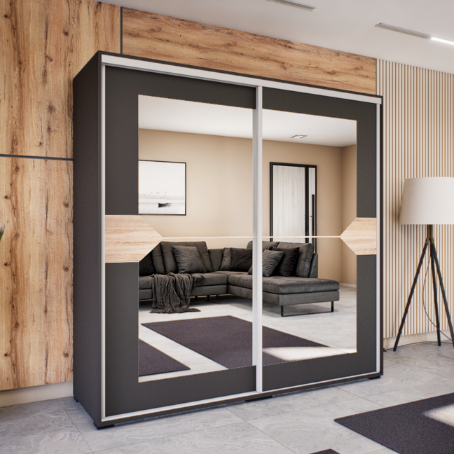 Obsidio Tolóajtós Gardrób (Antracit-Sonoma) modern