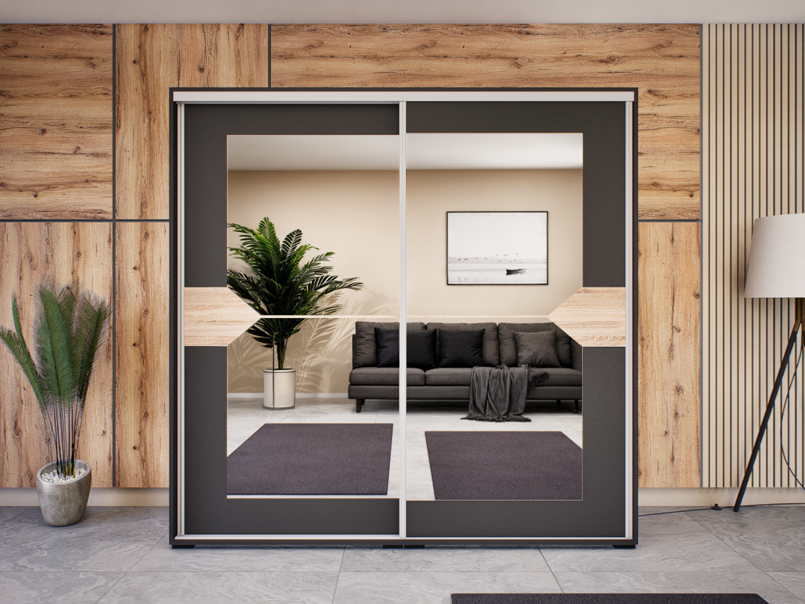 Obsidio Tolóajtós Gardrób (Antracit-Sonoma) modern