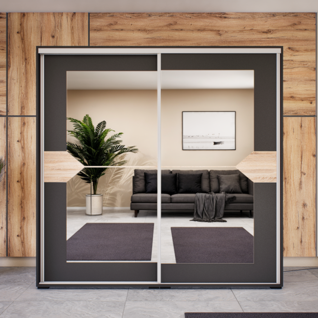Obsidio Tolóajtós Gardrób (Antracit-Sonoma) modern