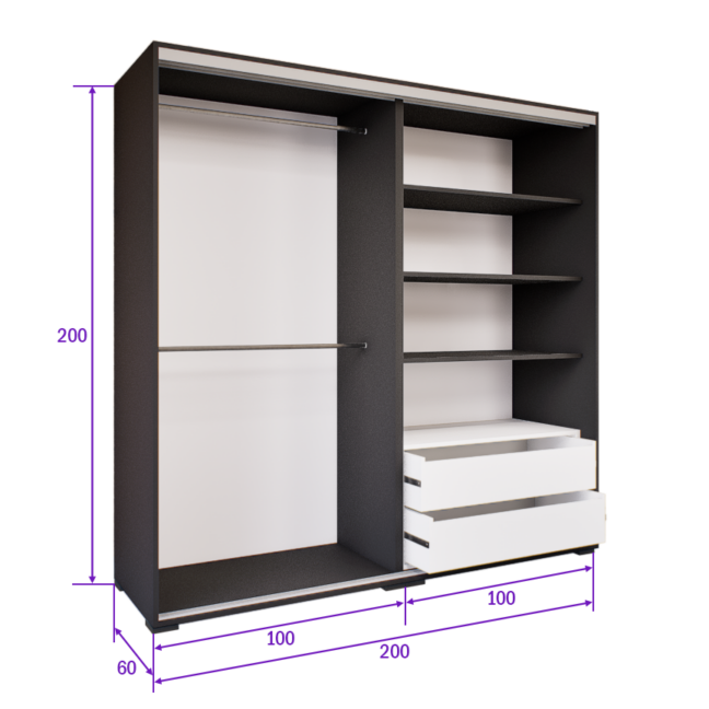 Obsidio Tolóajtós Gardrób (Antracit-Sonoma) modern