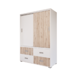 Nebora Tolóajtós Gardrób (Fehér-Fehér Tölgy) modern