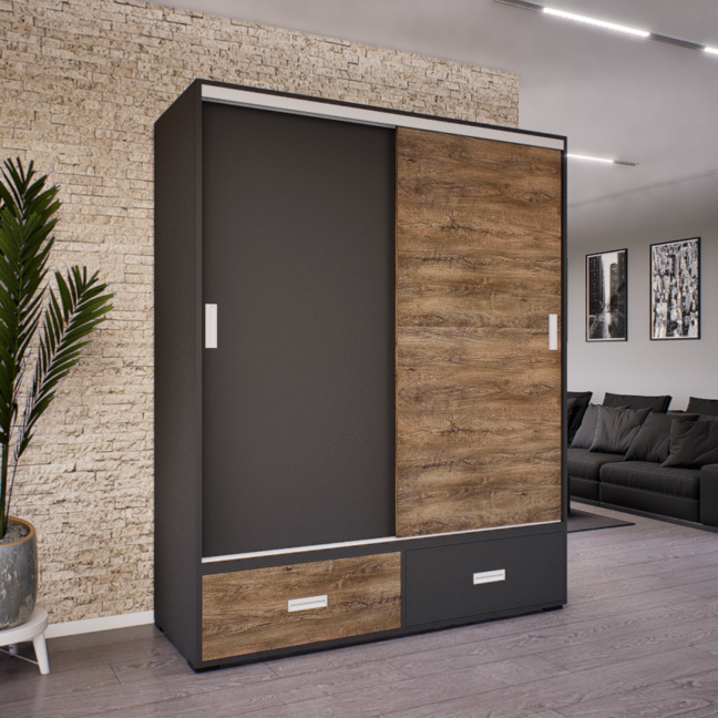 Ferano Tolóajtós Gardrób (Antracit-Bolzánó) modern