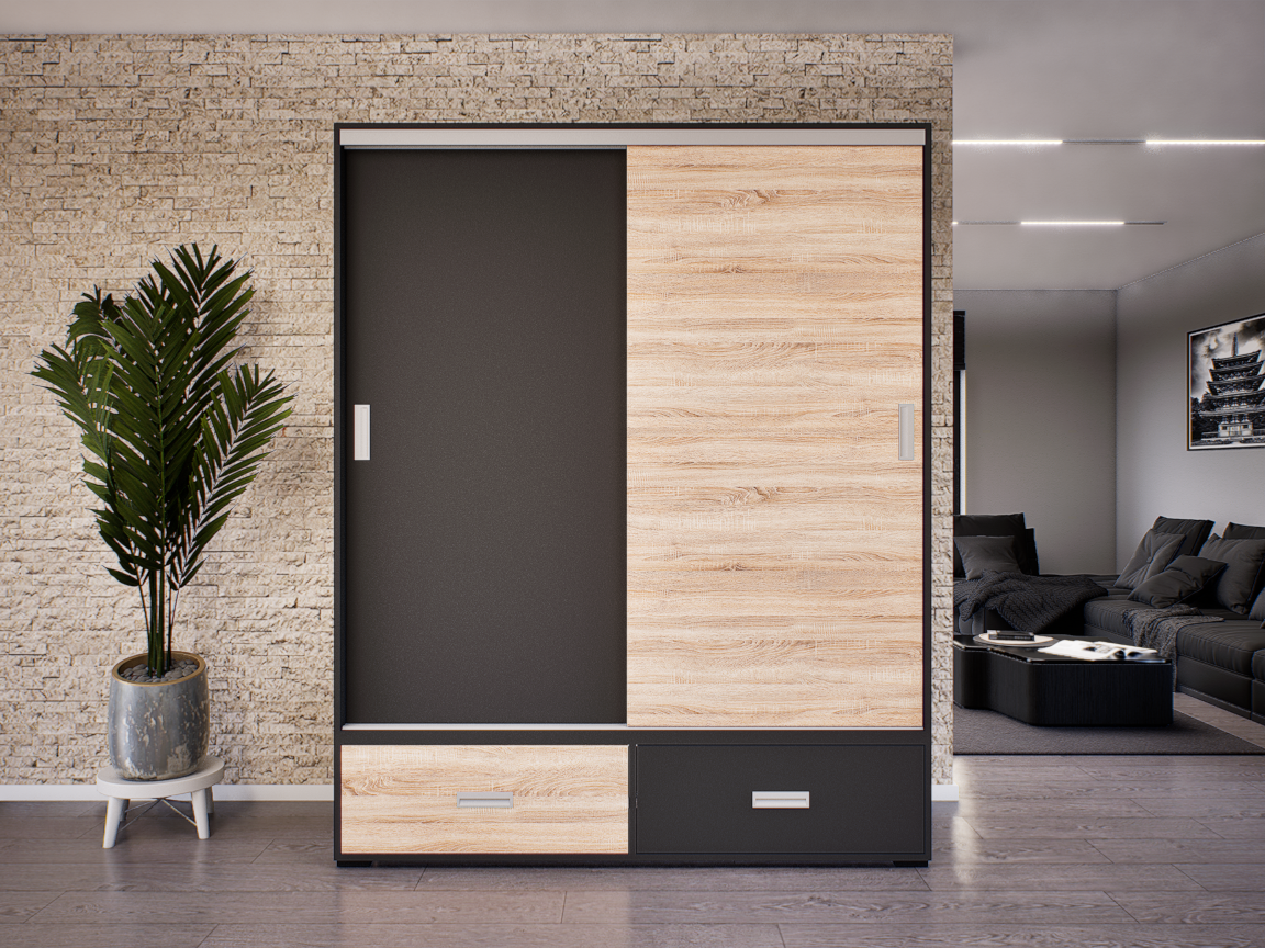 Ferano Tolóajtós Gardrób (Antracit-Sonoma) modern
