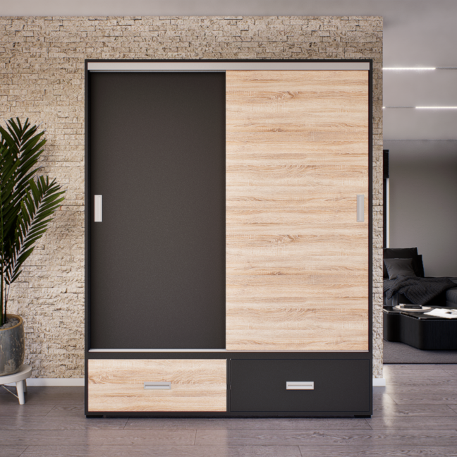 Ferano Tolóajtós Gardrób (Antracit-Sonoma) modern