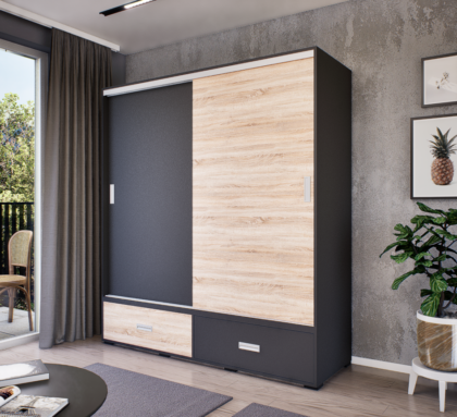 Axira Tolóajtós Gardrób (Antracit-Sonoma) modern