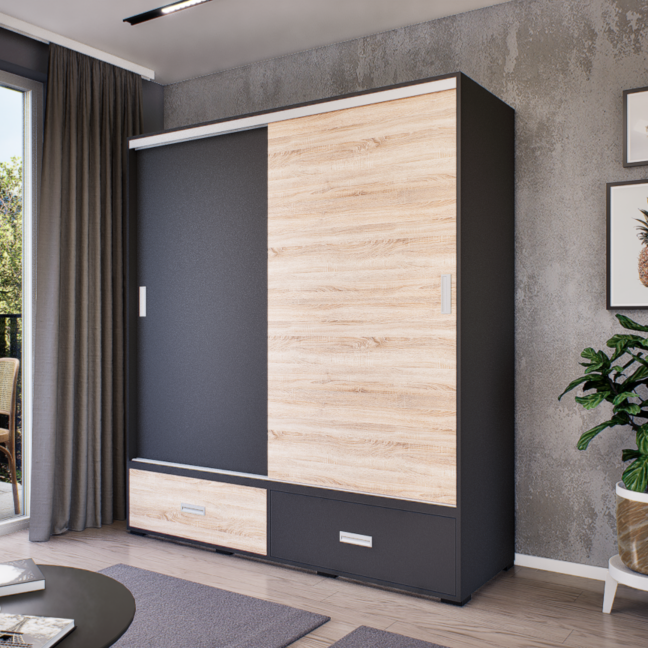 Axira Tolóajtós Gardrób (Antracit-Sonoma) modern
