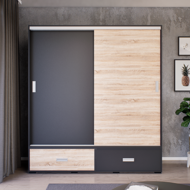 Axira Tolóajtós Gardrób (Antracit-Sonoma) modern