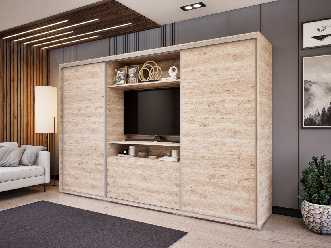 Portana Tolóajtós Gardrób (Fehér Tölgy) modern
