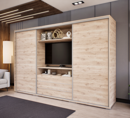 Portana Tolóajtós Gardrób (Fehér Tölgy) modern