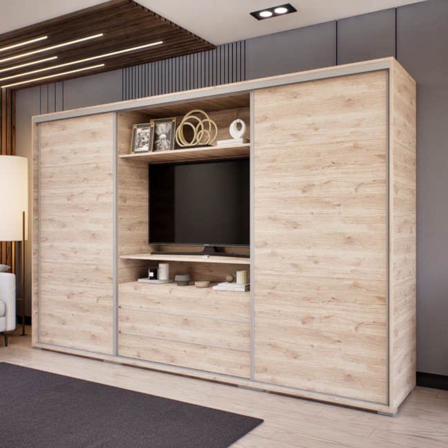 Portana Tolóajtós Gardrób (Fehér Tölgy) modern