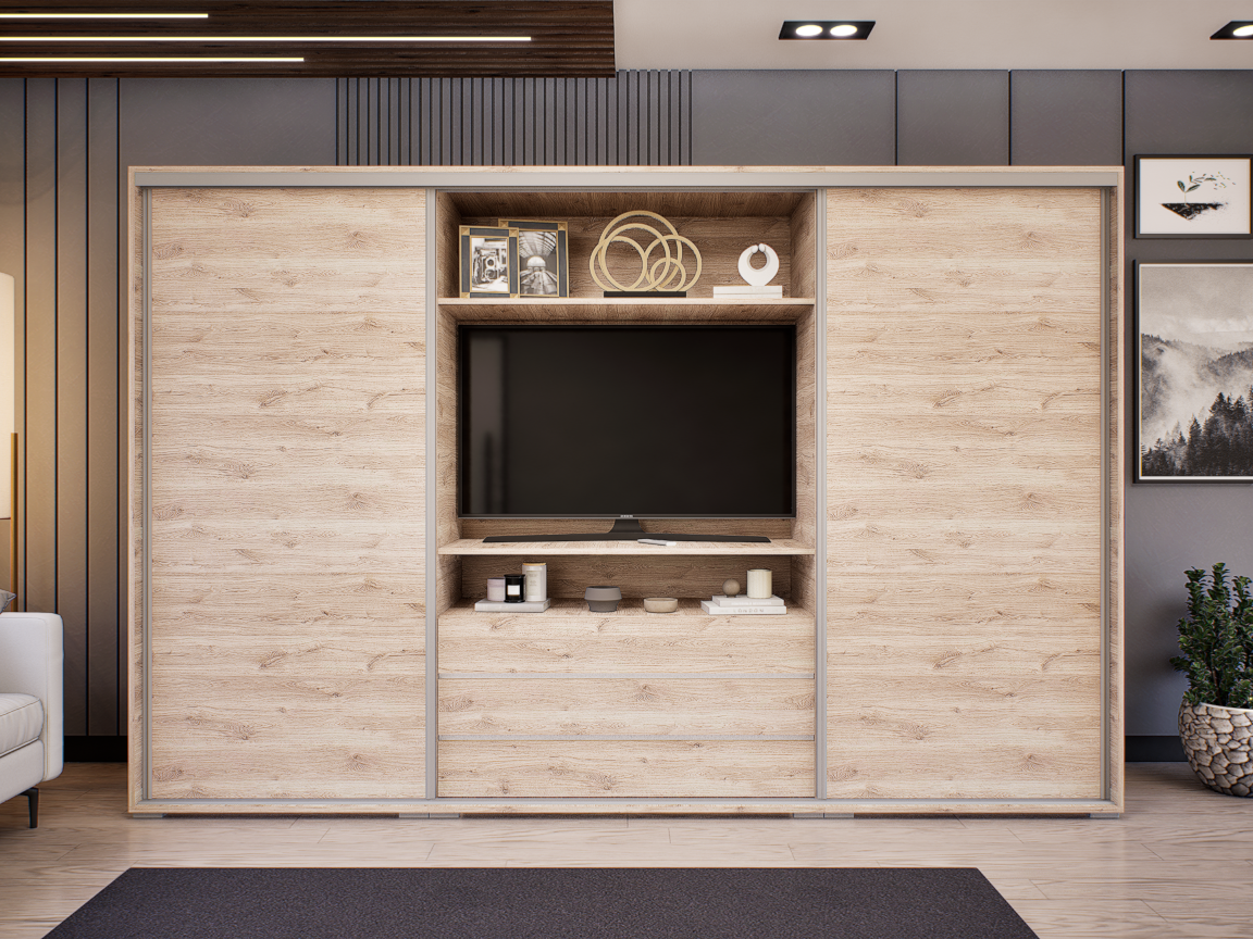 Portana Tolóajtós Gardrób (Fehér Tölgy) modern