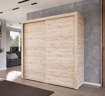 Luxara Tolóajtós Gardrób (Fehér Tölgy) modern