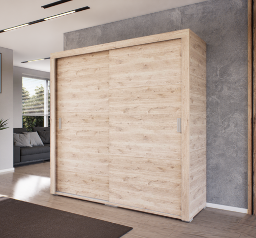 Luxara Tolóajtós Gardrób (Fehér Tölgy) modern