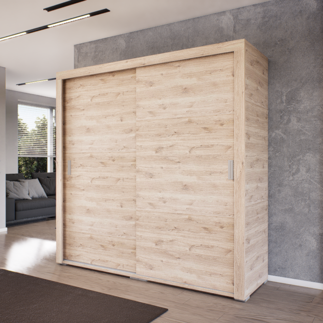 Luxara Tolóajtós Gardrób (Fehér Tölgy) modern
