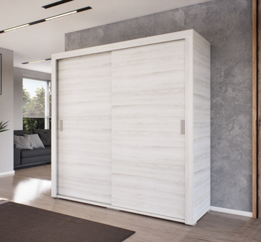 Luxara Tolóajtós Gardrób (Hófehér kőris) modern