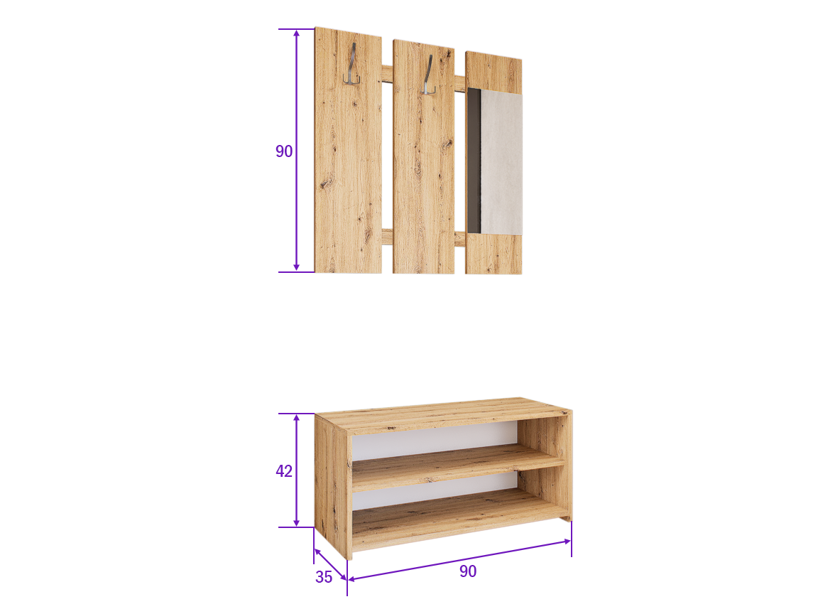 Lustra Előszoba Garnitúra (Artisan-Fehér) modern
