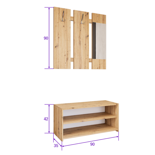 Lustra Előszoba Garnitúra (Artisan-Fehér) modern