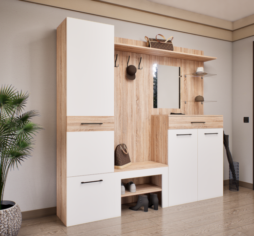 Modula Előszoba Garnitúra (Sonoma-Fehér) modern