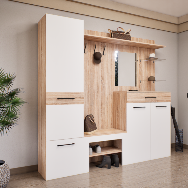 Modula Előszoba Garnitúra (Sonoma-Fehér) modern