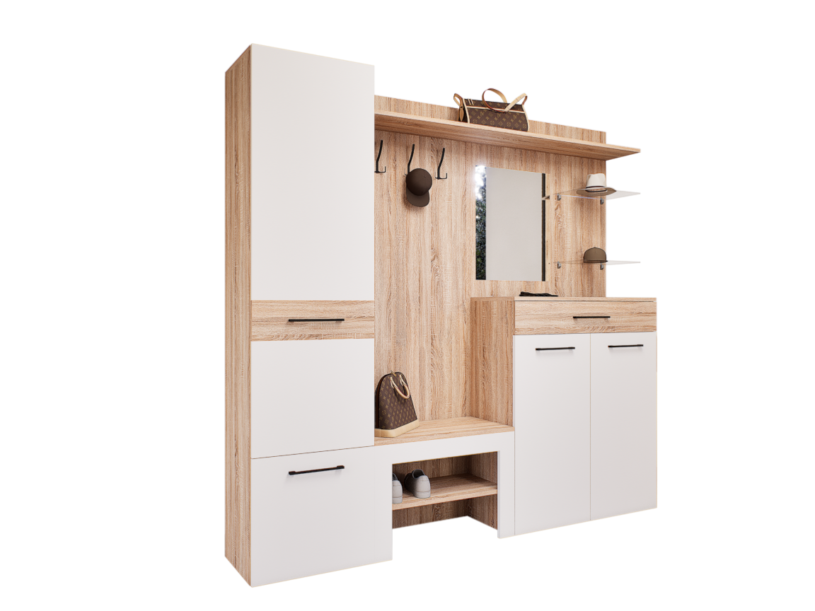 Modula Előszoba Garnitúra (Sonoma-Fehér) modern